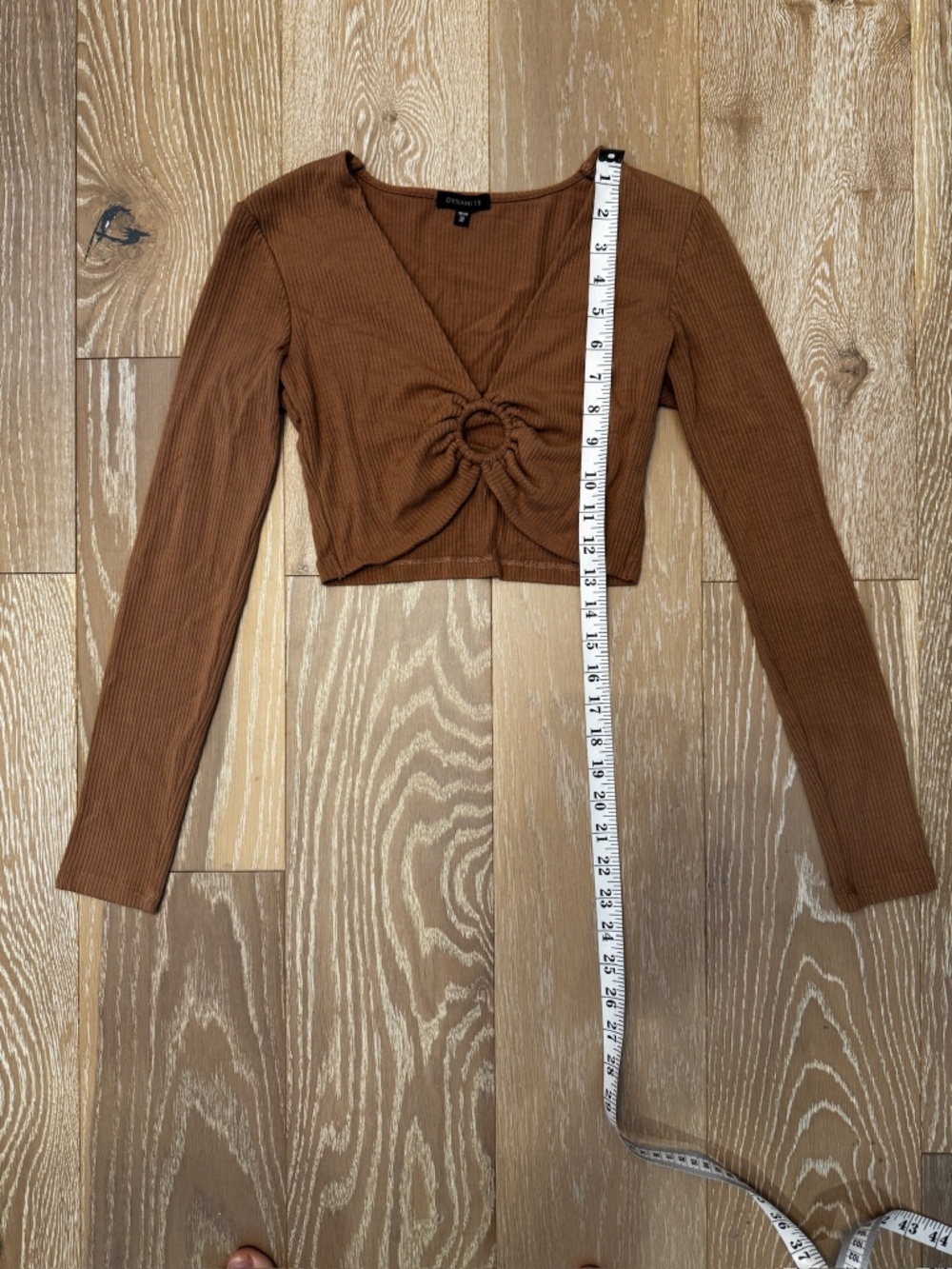 LONG SLEEVE CROP TOP WITH RING DETAIL XS - Picture 3 of 6